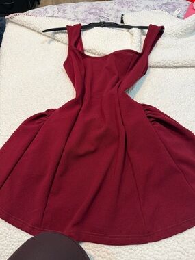 SHEIN Burgundy Sleeveless Fit & Flare Mini Dress